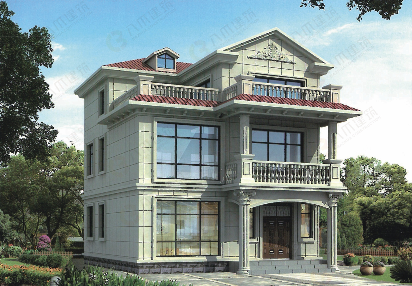 欧式带花园三层轻钢建筑