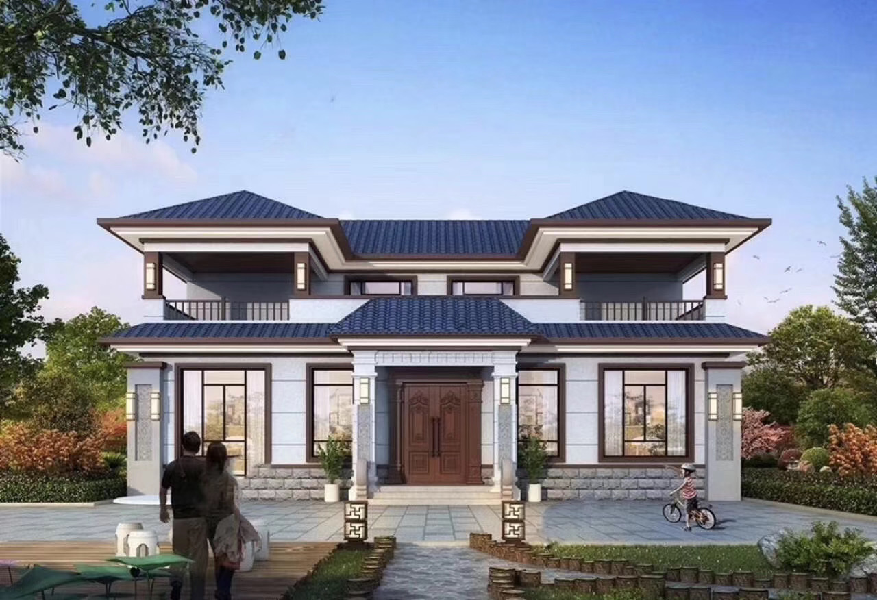 新中式风格两层轻钢别墅