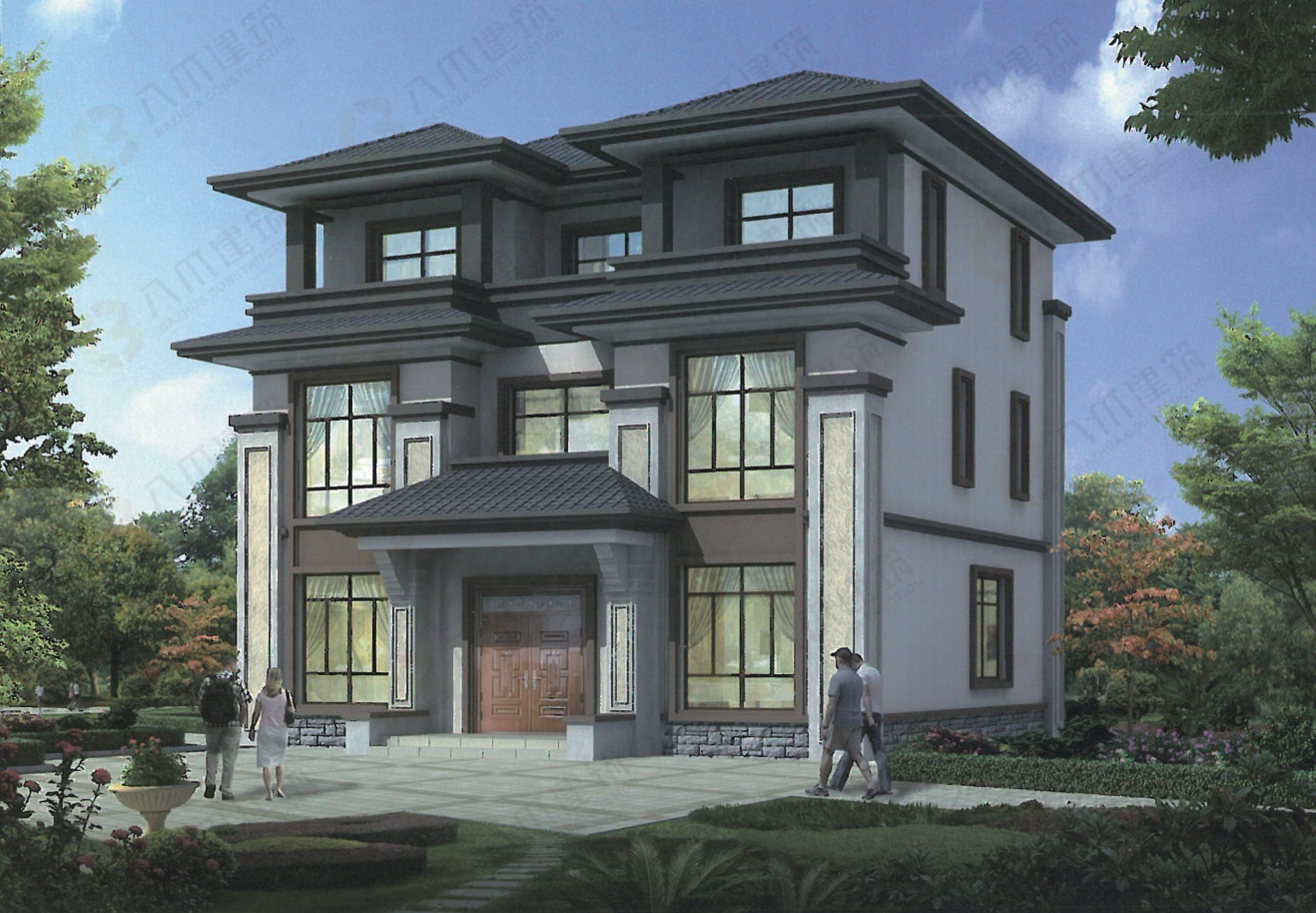 新中式风格三层轻钢别墅